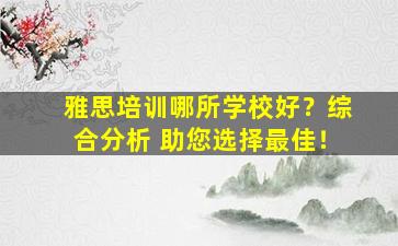 雅思培训哪所学校好？综合分析 助您选择最佳！